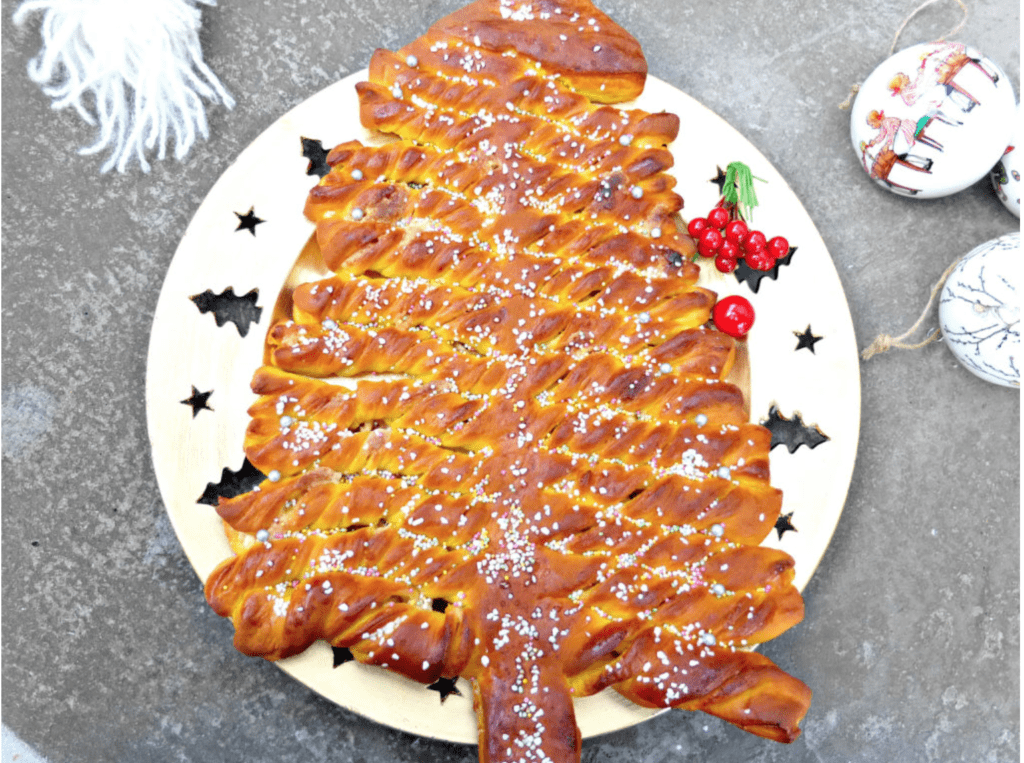 Saffron and White Chocolate Christmas Tree Bread