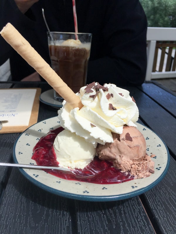 Rote Grütze and vanilla ice cream