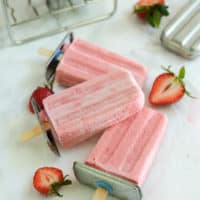 Strawberry Cream Paletas (Healthy Mexican Ice Pops)