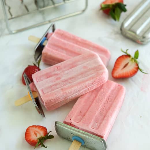 Strawberry Cream Paletas (Mexican Ice Pops) International Desserts Blog