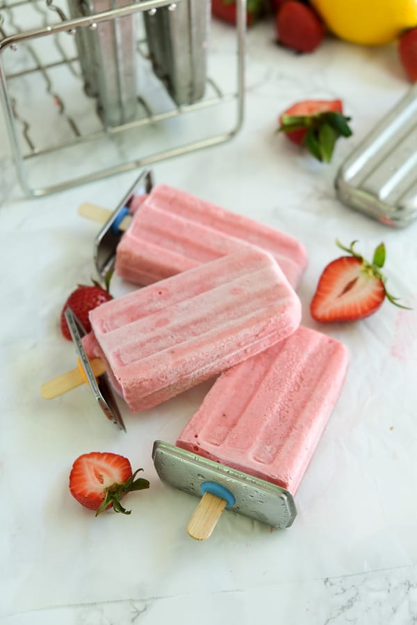 Strawberry Cream Paletas (Healthy Mexican Ice Pops)