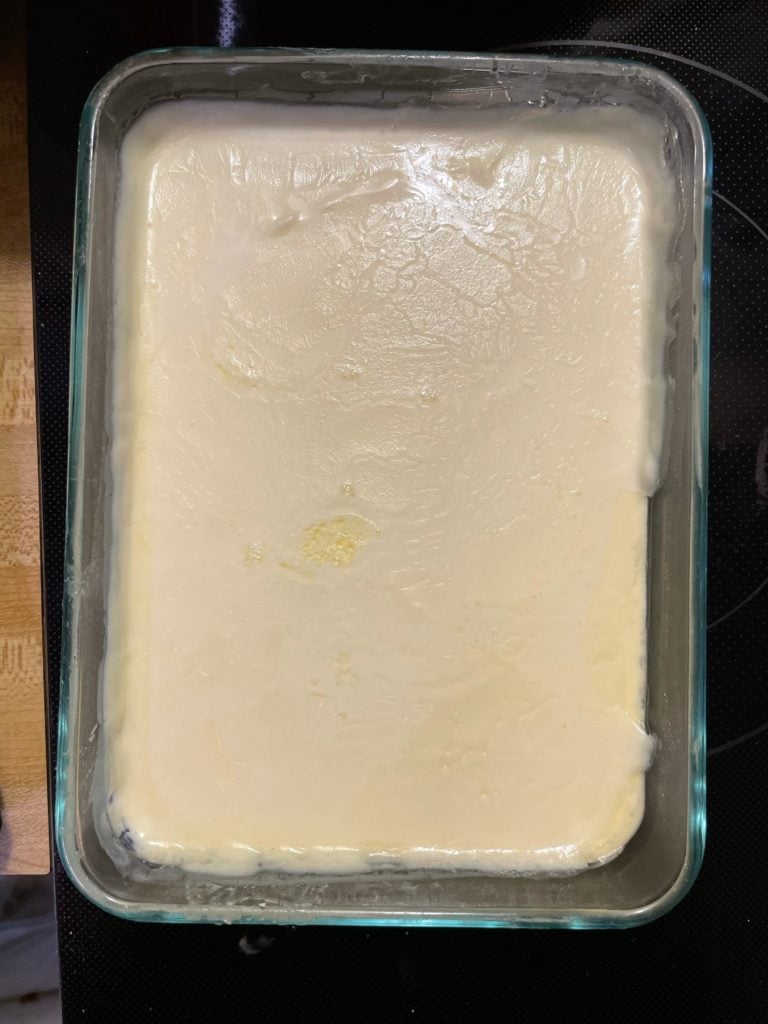 cream just removed from oven