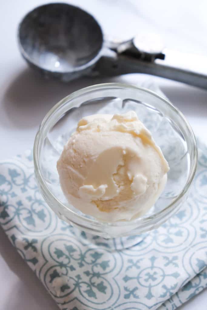 Scoop of ice cream in a glass cup