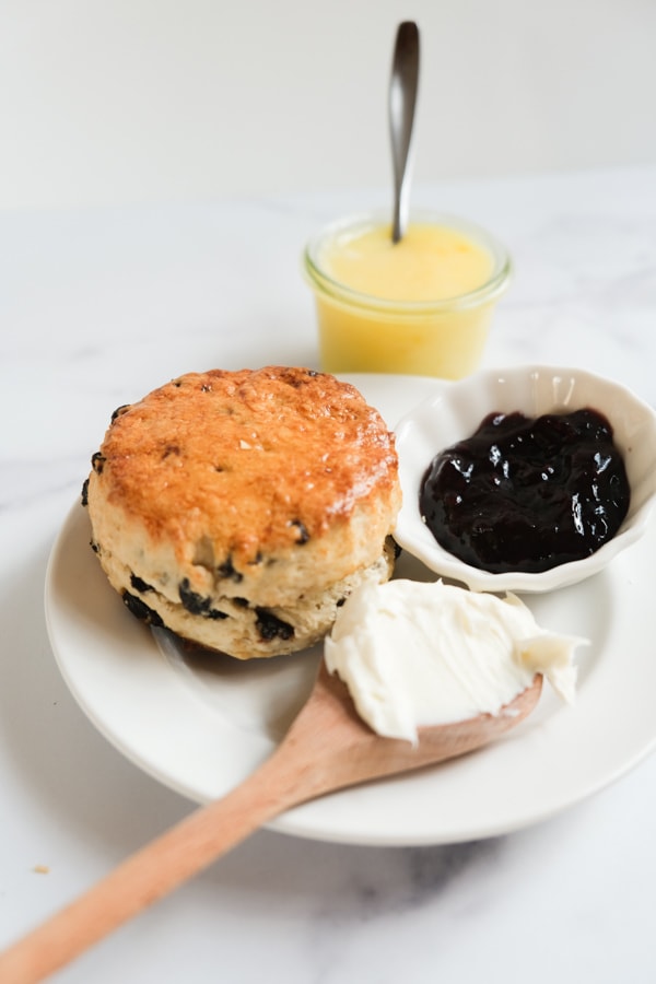 scone with jam and clotted cream