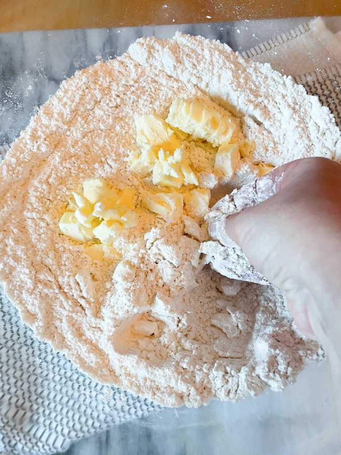 Knead butter into flour