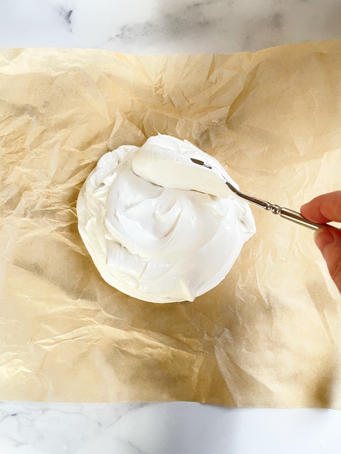 spoon pavlova on parchment