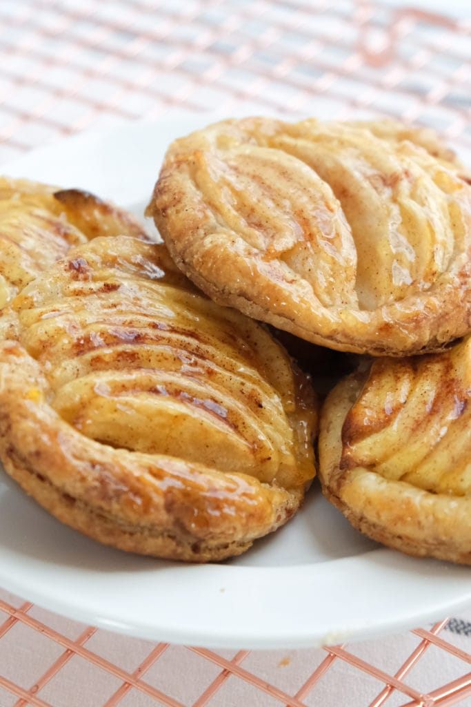 puff pastry tarts with fresh sliced apples