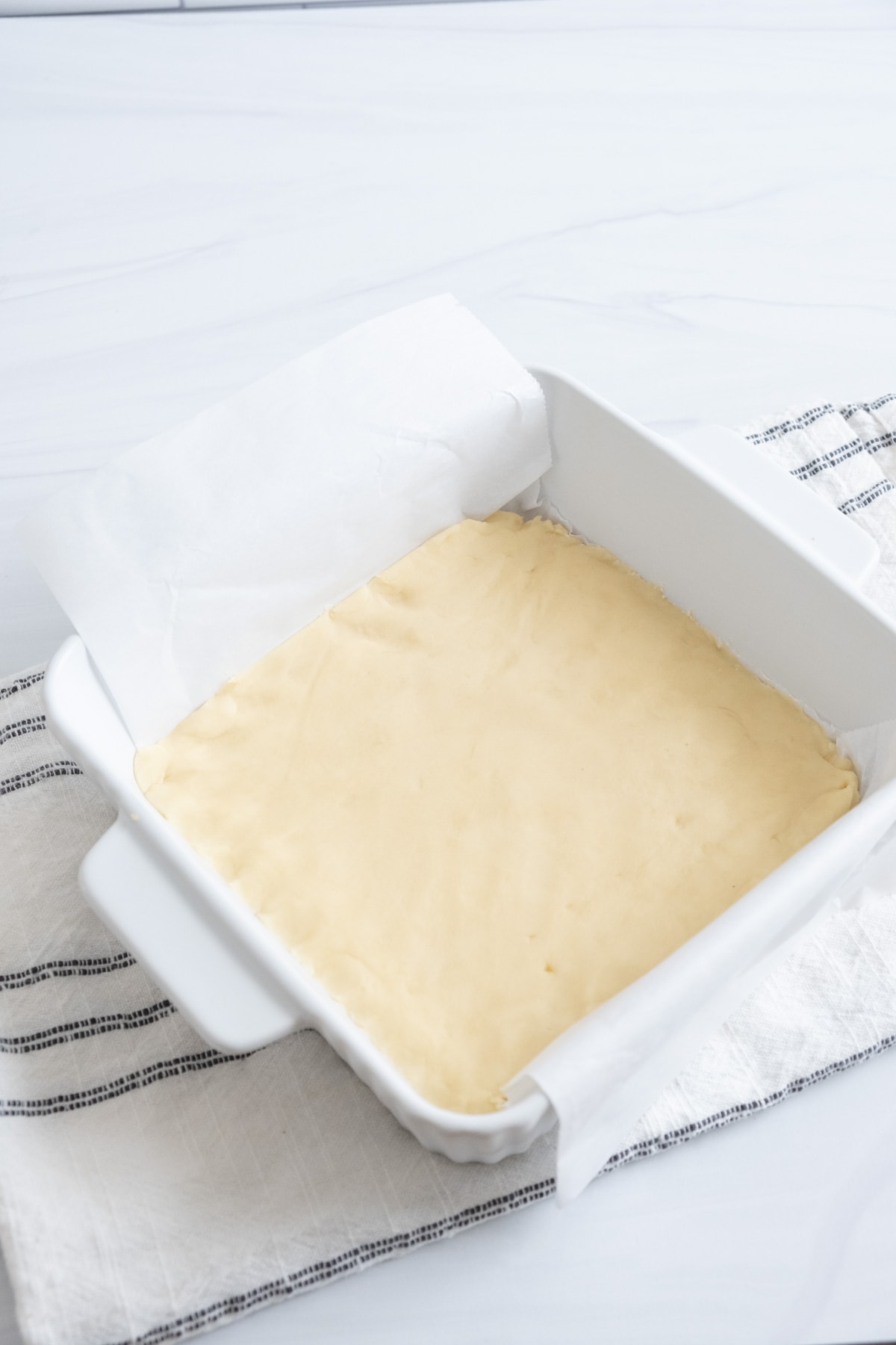 cooled dough in square pan