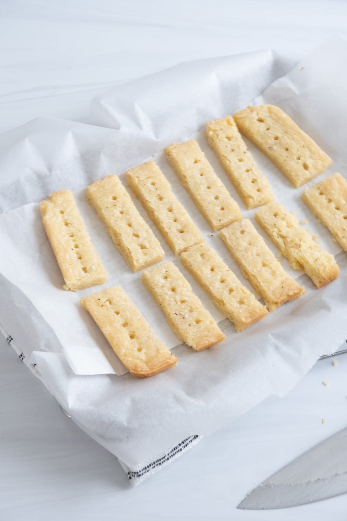 shortbread cooling on wire rack
