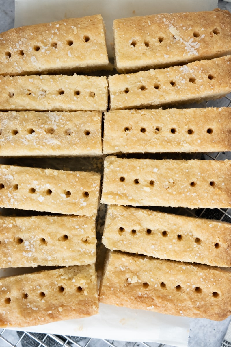 shortbread cooling on wire rack