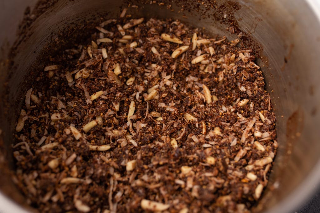 shredded coconut, chopped almonds, and graham cracker crumbs