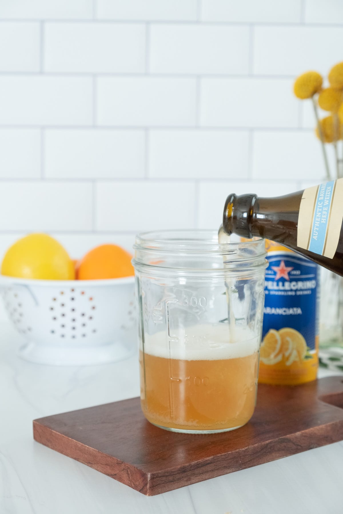 pour German beer into a glass