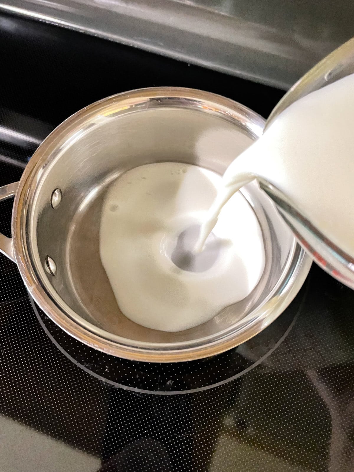 add milk to pan 