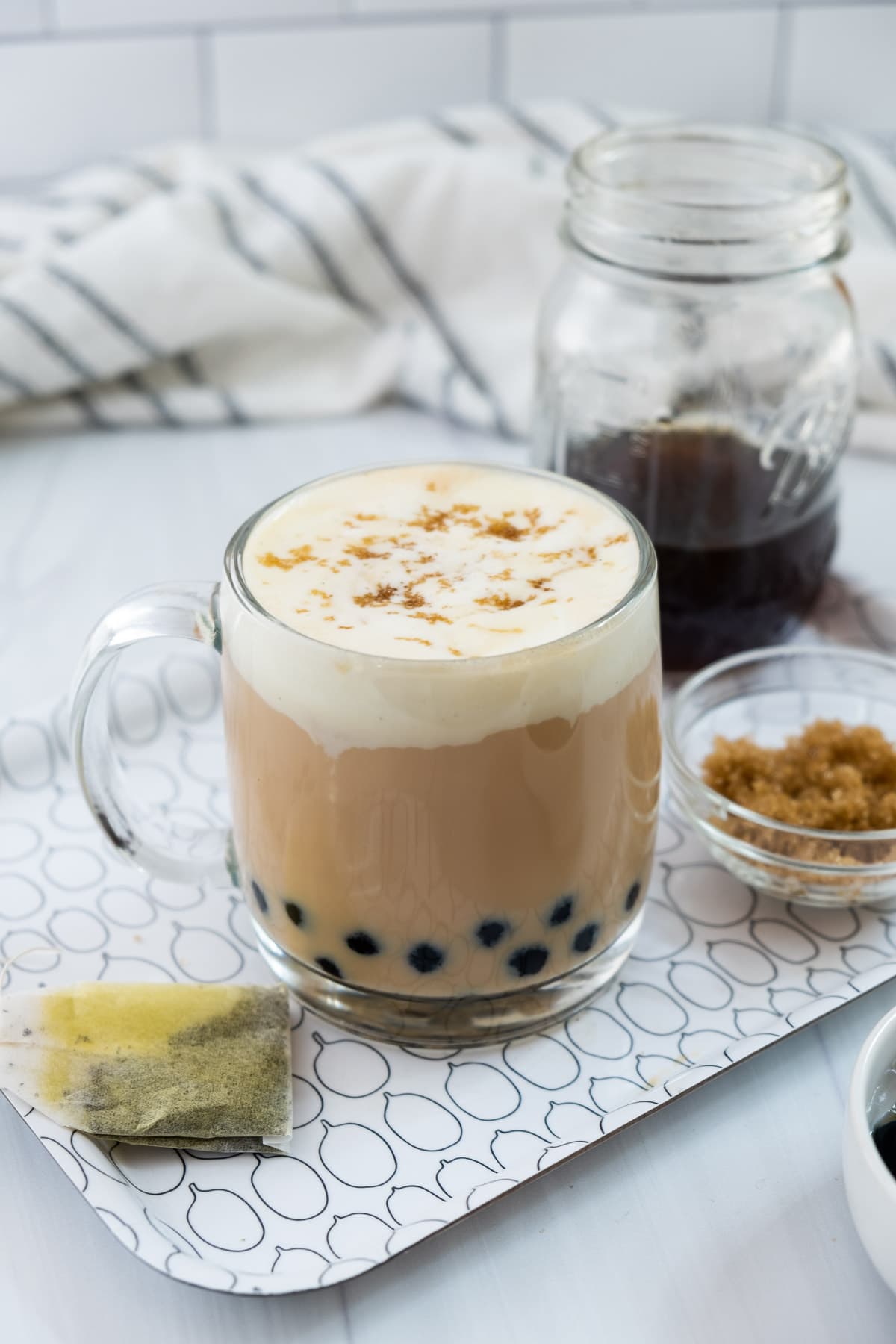 hot milk tea with cheese foam